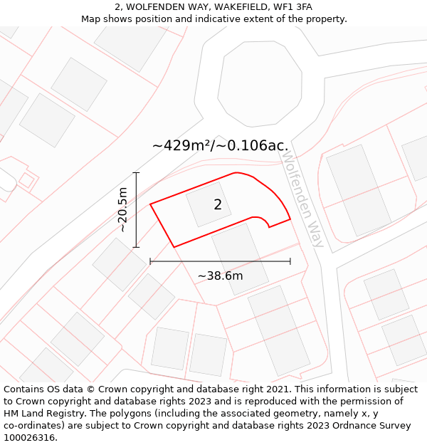 2, WOLFENDEN WAY, WAKEFIELD, WF1 3FA: Plot and title map