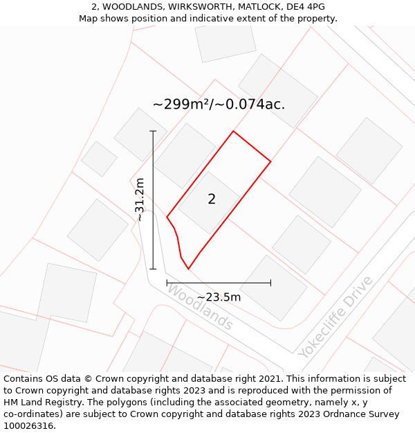 2, WOODLANDS, WIRKSWORTH, MATLOCK, DE4 4PG: Plot and title map