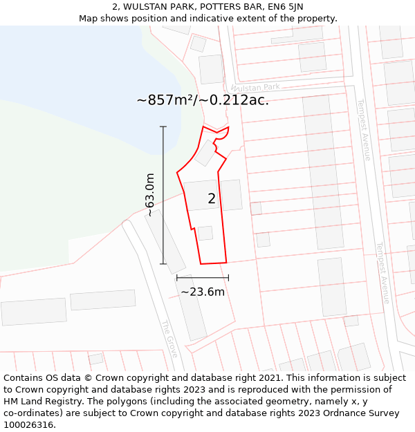 2, WULSTAN PARK, POTTERS BAR, EN6 5JN: Plot and title map