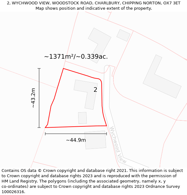 2, WYCHWOOD VIEW, WOODSTOCK ROAD, CHARLBURY, CHIPPING NORTON, OX7 3ET: Plot and title map