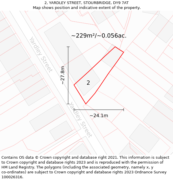 2, YARDLEY STREET, STOURBRIDGE, DY9 7AT: Plot and title map