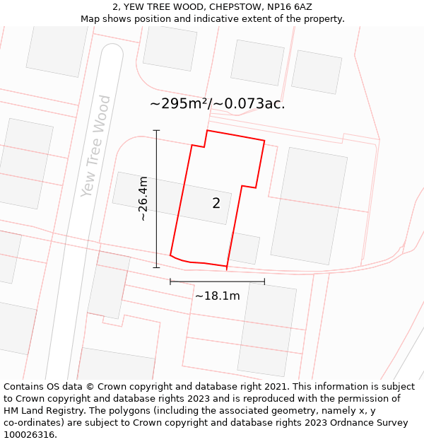 2, YEW TREE WOOD, CHEPSTOW, NP16 6AZ: Plot and title map