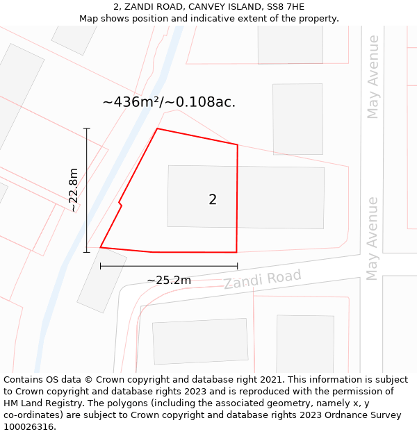 2, ZANDI ROAD, CANVEY ISLAND, SS8 7HE: Plot and title map