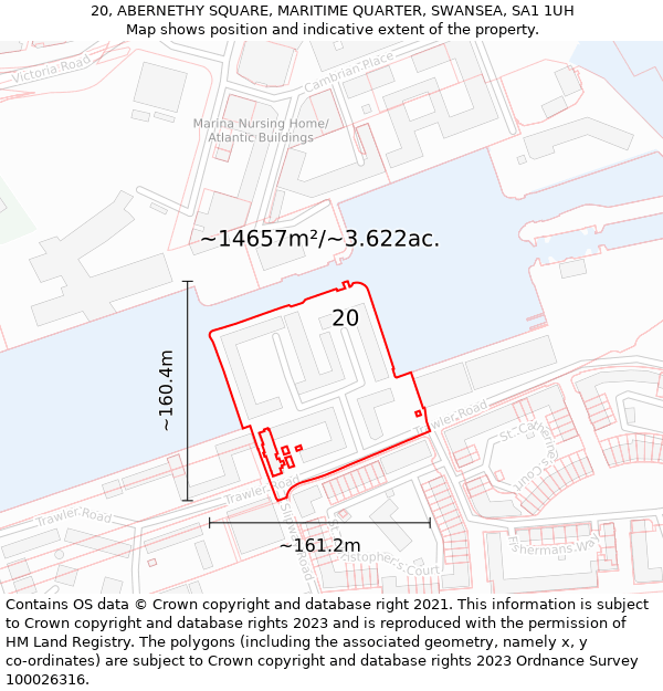 20, ABERNETHY SQUARE, MARITIME QUARTER, SWANSEA, SA1 1UH: Plot and title map