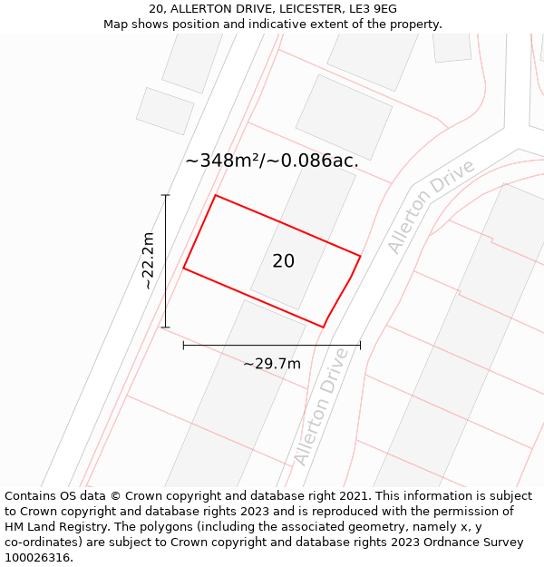 20, ALLERTON DRIVE, LEICESTER, LE3 9EG: Plot and title map