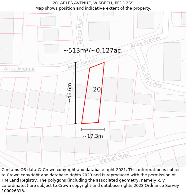 20, ARLES AVENUE, WISBECH, PE13 2SS: Plot and title map