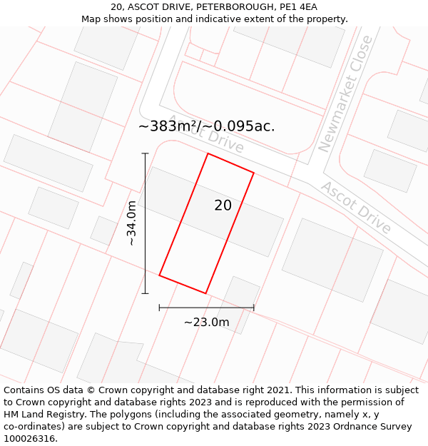 20, ASCOT DRIVE, PETERBOROUGH, PE1 4EA: Plot and title map