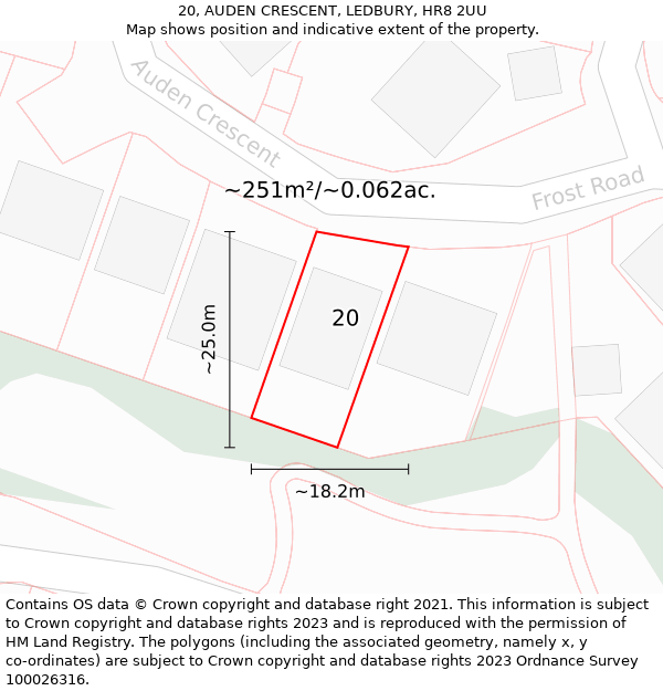 20, AUDEN CRESCENT, LEDBURY, HR8 2UU: Plot and title map