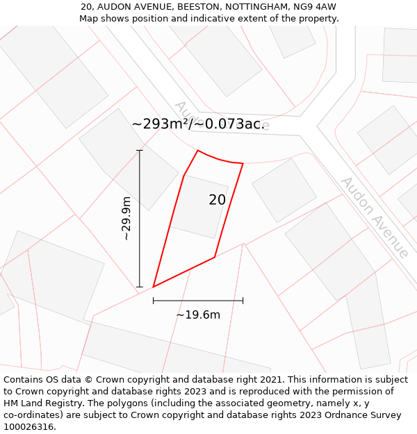 20, AUDON AVENUE, BEESTON, NOTTINGHAM, NG9 4AW: Plot and title map