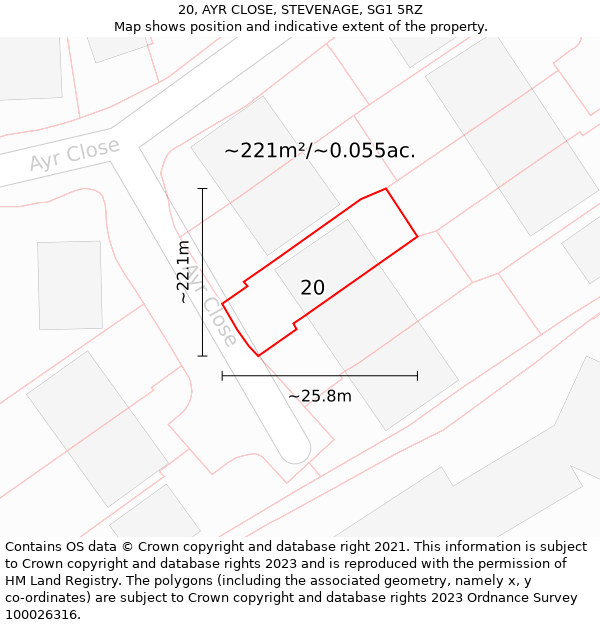 20, AYR CLOSE, STEVENAGE, SG1 5RZ: Plot and title map