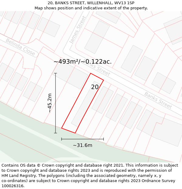 20, BANKS STREET, WILLENHALL, WV13 1SP: Plot and title map