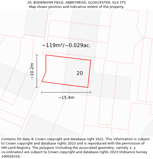 20, BODENHAM FIELD, ABBEYMEAD, GLOUCESTER, GL4 5TS: Plot and title map