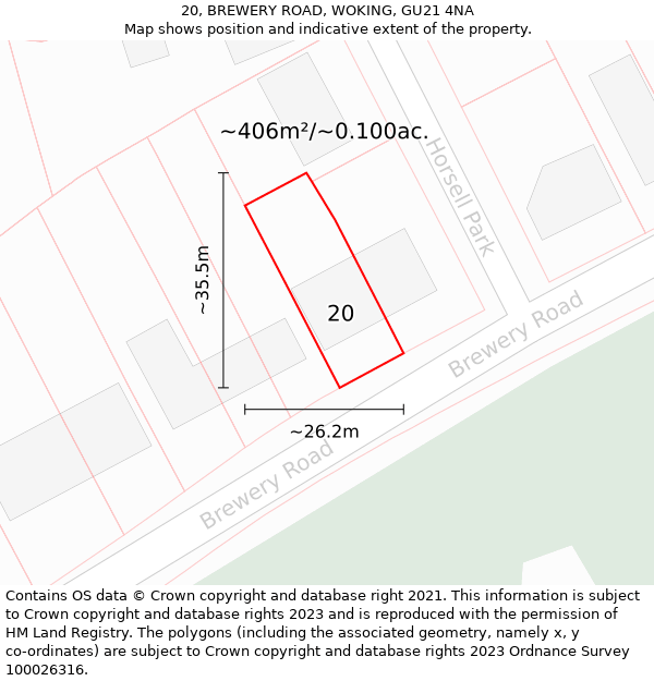 20, BREWERY ROAD, WOKING, GU21 4NA: Plot and title map