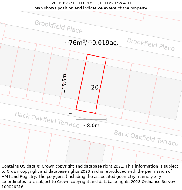 20, BROOKFIELD PLACE, LEEDS, LS6 4EH: Plot and title map