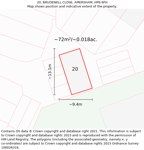 20, BRUDENELL CLOSE, AMERSHAM, HP6 6FH: Plot and title map