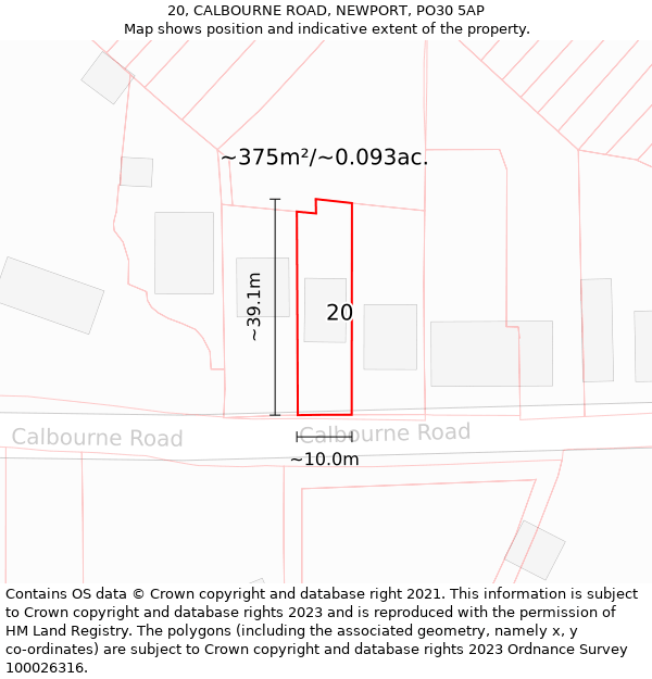 20, CALBOURNE ROAD, NEWPORT, PO30 5AP: Plot and title map
