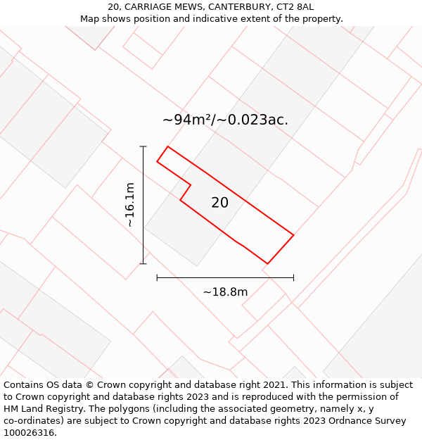 20, CARRIAGE MEWS, CANTERBURY, CT2 8AL: Plot and title map