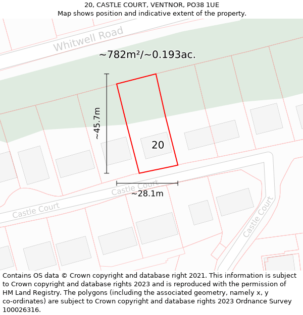 20, CASTLE COURT, VENTNOR, PO38 1UE: Plot and title map