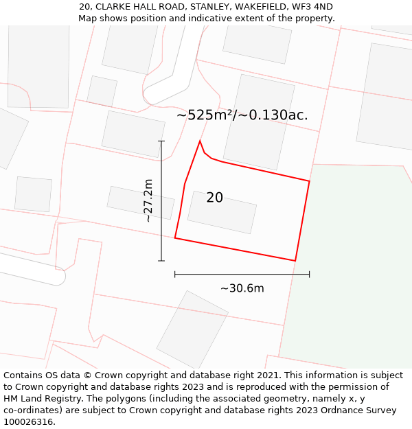 20, CLARKE HALL ROAD, STANLEY, WAKEFIELD, WF3 4ND: Plot and title map