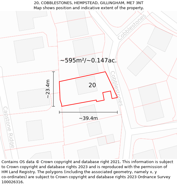 20, COBBLESTONES, HEMPSTEAD, GILLINGHAM, ME7 3NT: Plot and title map