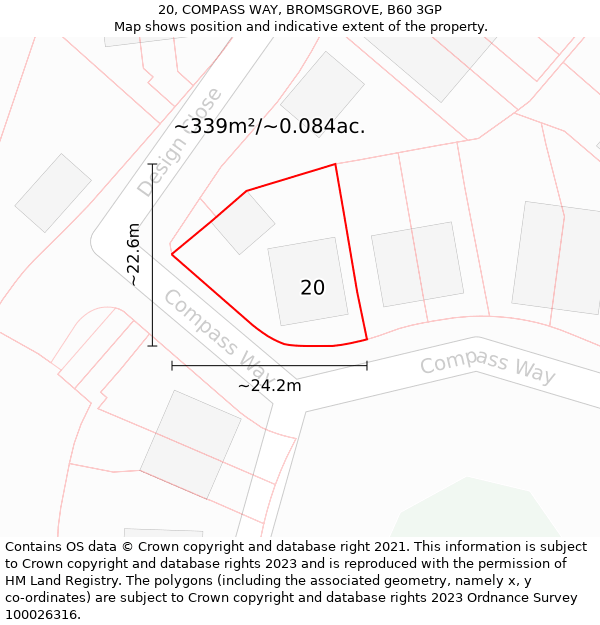 20, COMPASS WAY, BROMSGROVE, B60 3GP: Plot and title map