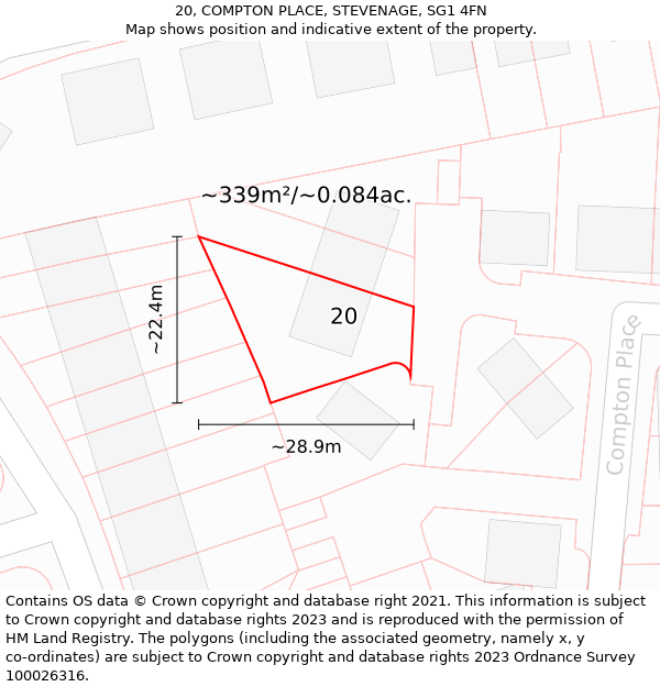 20, COMPTON PLACE, STEVENAGE, SG1 4FN: Plot and title map