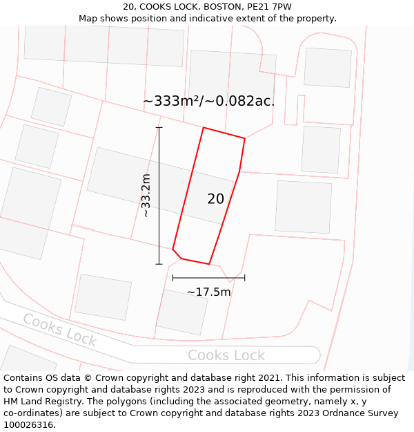 20, COOKS LOCK, BOSTON, PE21 7PW: Plot and title map