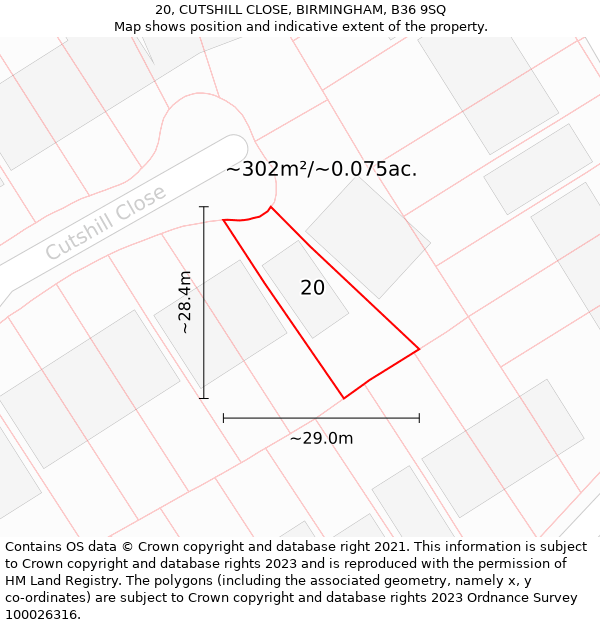 20, CUTSHILL CLOSE, BIRMINGHAM, B36 9SQ: Plot and title map