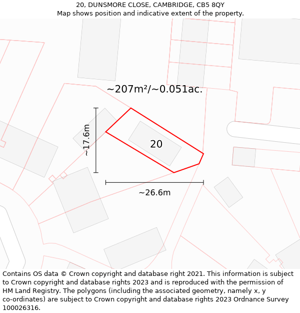 20, DUNSMORE CLOSE, CAMBRIDGE, CB5 8QY: Plot and title map