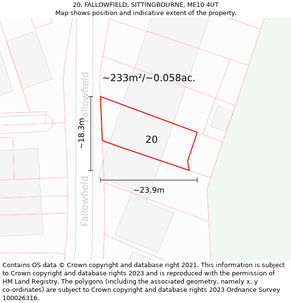 20, FALLOWFIELD, SITTINGBOURNE, ME10 4UT: Plot and title map