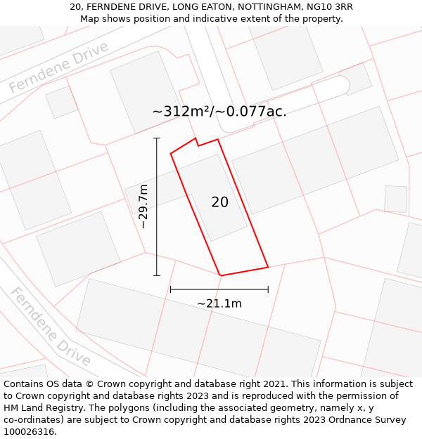 20, FERNDENE DRIVE, LONG EATON, NOTTINGHAM, NG10 3RR: Plot and title map