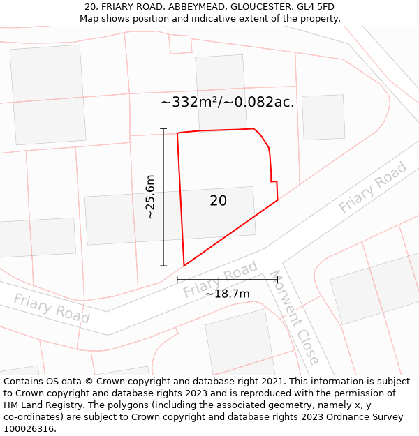 20, FRIARY ROAD, ABBEYMEAD, GLOUCESTER, GL4 5FD: Plot and title map