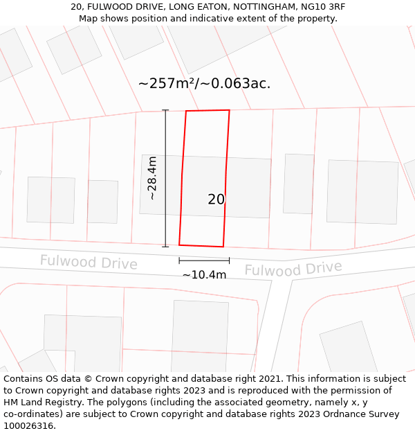 20, FULWOOD DRIVE, LONG EATON, NOTTINGHAM, NG10 3RF: Plot and title map