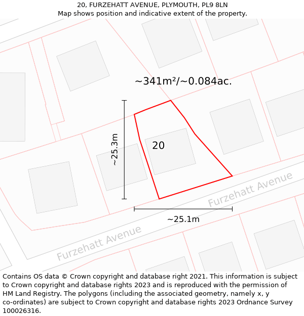 20, FURZEHATT AVENUE, PLYMOUTH, PL9 8LN: Plot and title map