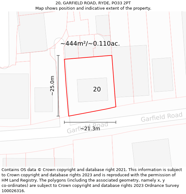20, GARFIELD ROAD, RYDE, PO33 2PT: Plot and title map