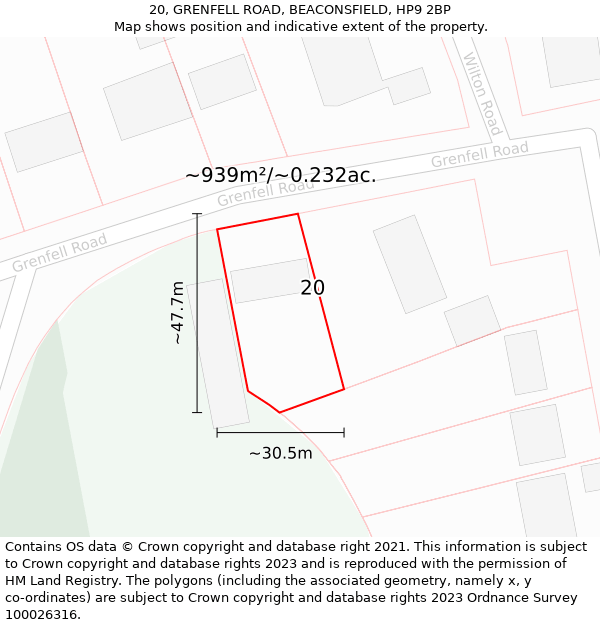 20, GRENFELL ROAD, BEACONSFIELD, HP9 2BP: Plot and title map