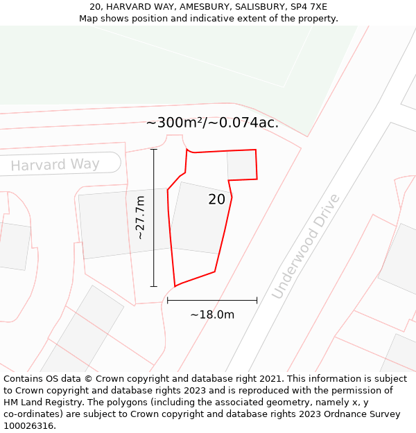 20, HARVARD WAY, AMESBURY, SALISBURY, SP4 7XE: Plot and title map