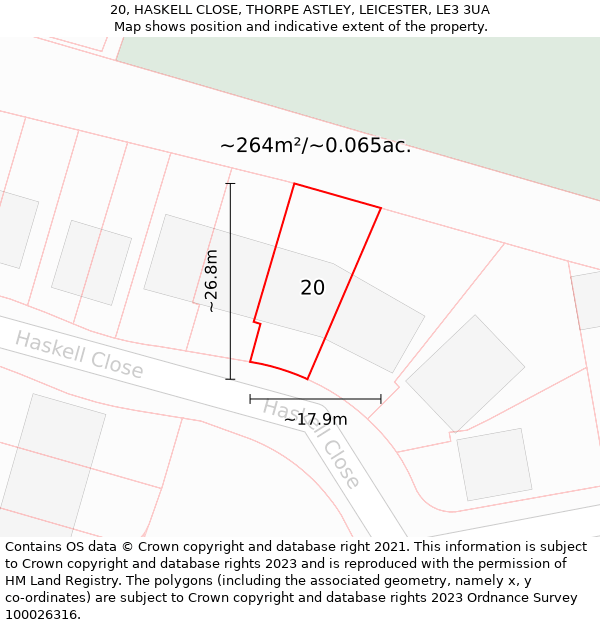 20, HASKELL CLOSE, THORPE ASTLEY, LEICESTER, LE3 3UA: Plot and title map