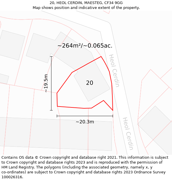 20, HEOL CERDIN, MAESTEG, CF34 9GG: Plot and title map