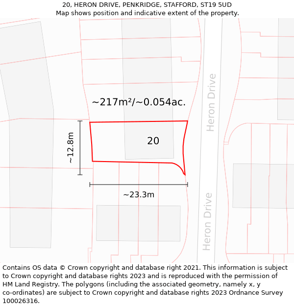 20, HERON DRIVE, PENKRIDGE, STAFFORD, ST19 5UD: Plot and title map