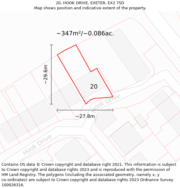 20, HOOK DRIVE, EXETER, EX2 7SD: Plot and title map