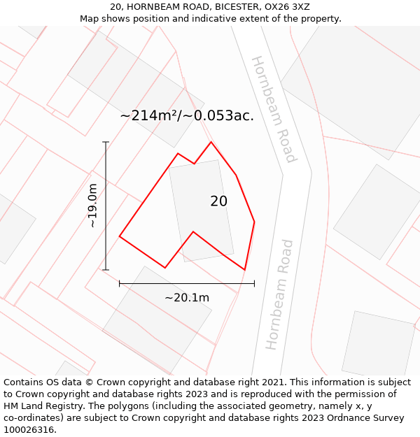 20, HORNBEAM ROAD, BICESTER, OX26 3XZ: Plot and title map