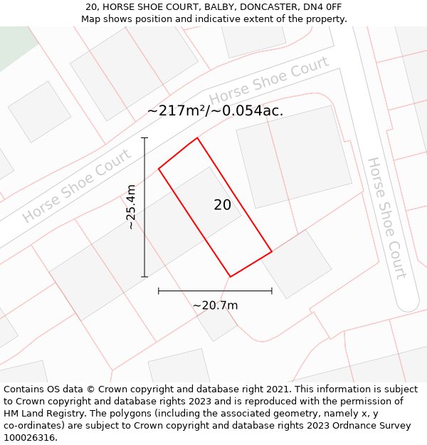 20, HORSE SHOE COURT, BALBY, DONCASTER, DN4 0FF: Plot and title map