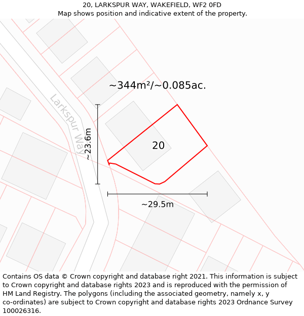 20, LARKSPUR WAY, WAKEFIELD, WF2 0FD: Plot and title map