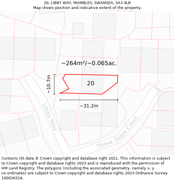 20, LIBBY WAY, MUMBLES, SWANSEA, SA3 4LB: Plot and title map