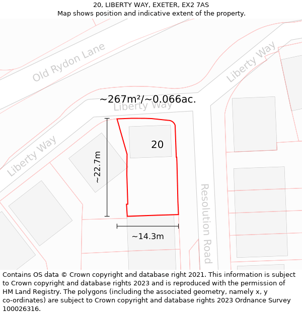 20, LIBERTY WAY, EXETER, EX2 7AS: Plot and title map