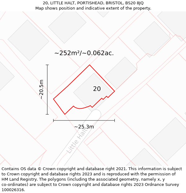 20, LITTLE HALT, PORTISHEAD, BRISTOL, BS20 8JQ: Plot and title map