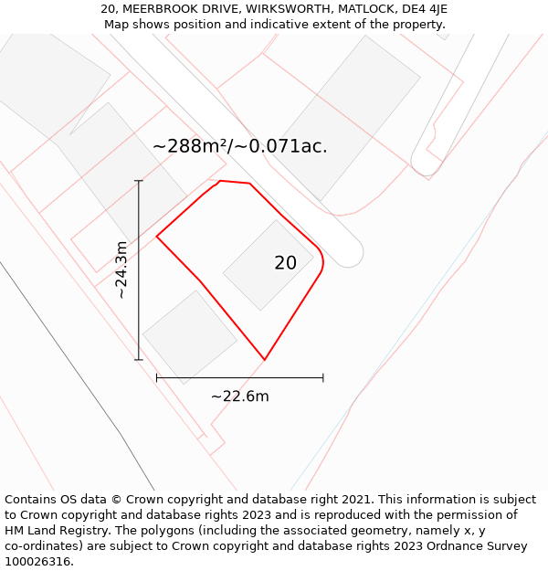 20, MEERBROOK DRIVE, WIRKSWORTH, MATLOCK, DE4 4JE: Plot and title map