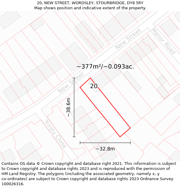 20, NEW STREET, WORDSLEY, STOURBRIDGE, DY8 5RY: Plot and title map