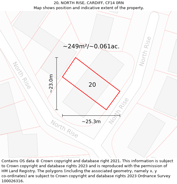 20, NORTH RISE, CARDIFF, CF14 0RN: Plot and title map